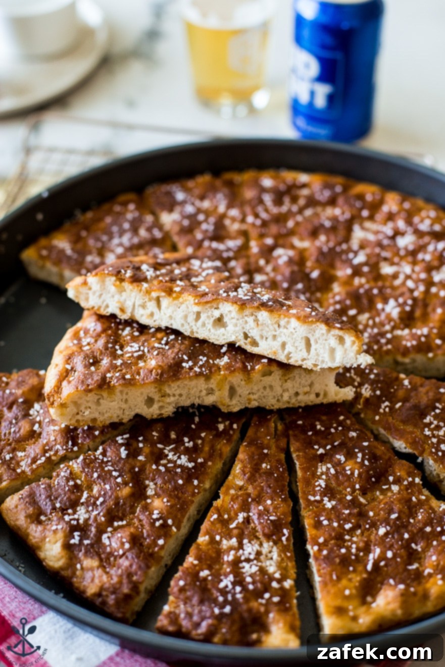 Up close photo of slices of pretzel bread wedges