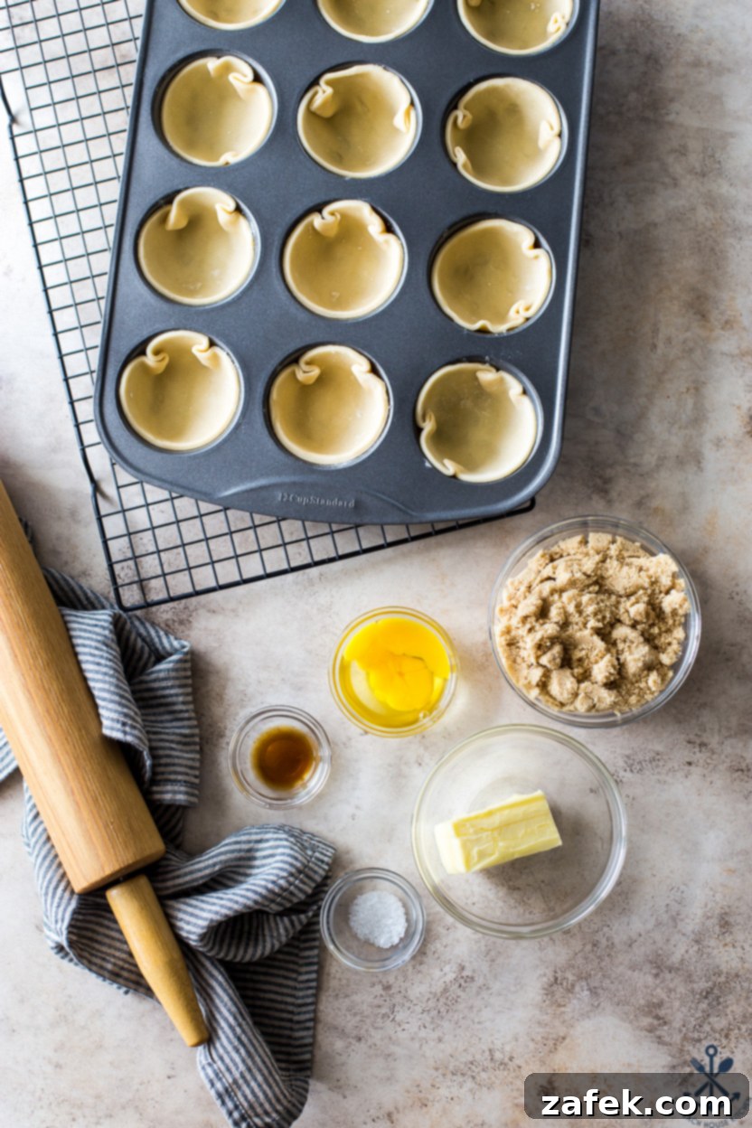 Overhead photo of ingredients for Canadian Butter Tarts