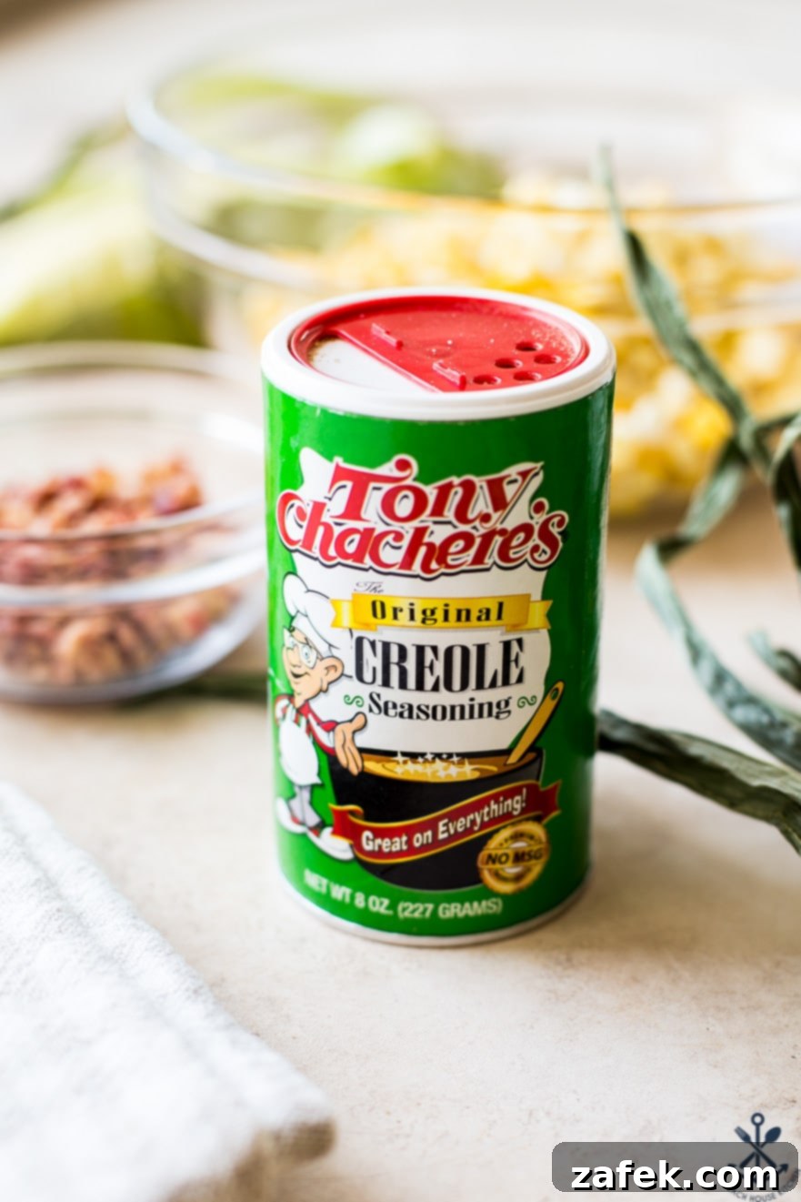 Close up photo of a can of Tony Chachere's Original Creole Seasoning, highlighting its vibrant branding.