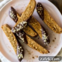 Chocolate Dipped Hazelnut Espresso Biscotti