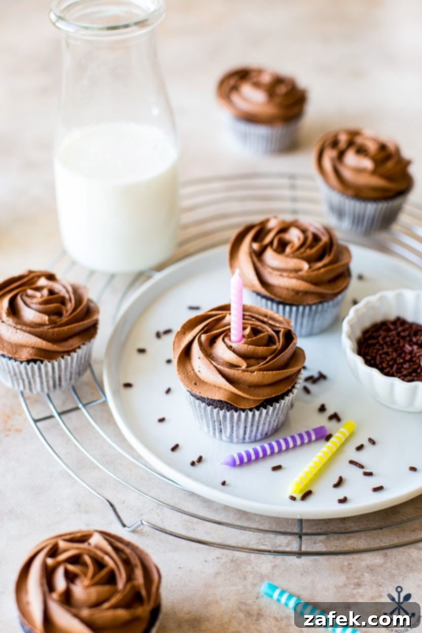 Decadent Double Chocolate Delights 2 Delicious Double Chocolate Cupcakes with rich frosting