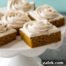 Pumpkin Squares with Cinnamon Vanilla Buttercream Frosting