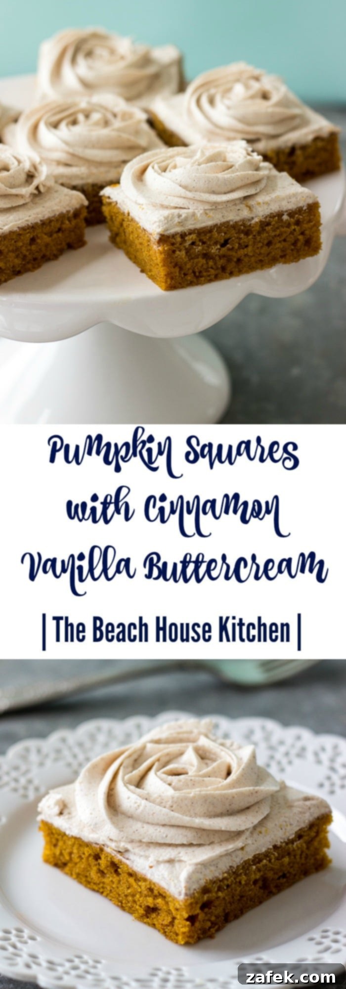 A top-down view of the beautifully decorated Pumpkin Squares with Cinnamon Vanilla Buttercream