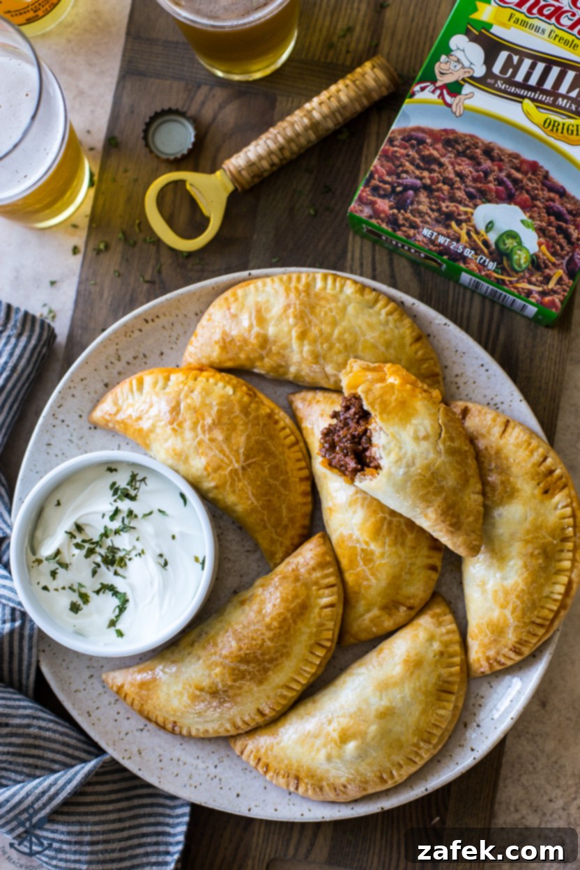 Spicy Cheesy Empanadas 3 Tony Chachere's Original and Mild Chili Seasoning Mixes displayed.