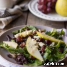 Maple Drizzled Roasted Grape Pear Blue Cheese Salad 8 Roasted Grape Salad with Pears, Blue Cheese and Maple Dressing