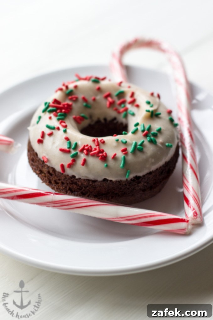 Gingerbread Donut Bliss 3 Close-up of a gingerbread donut with rich glaze, showcasing its festive appeal