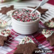 White Chocolate Dipped Chocolate Shortbread Holiday Cutout Cookies