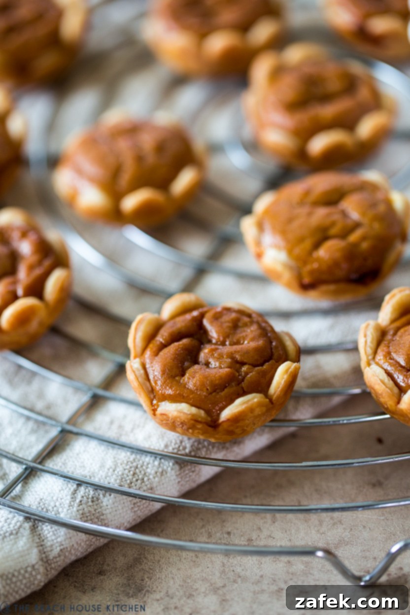 Up close photo of a mini pumpkin pie