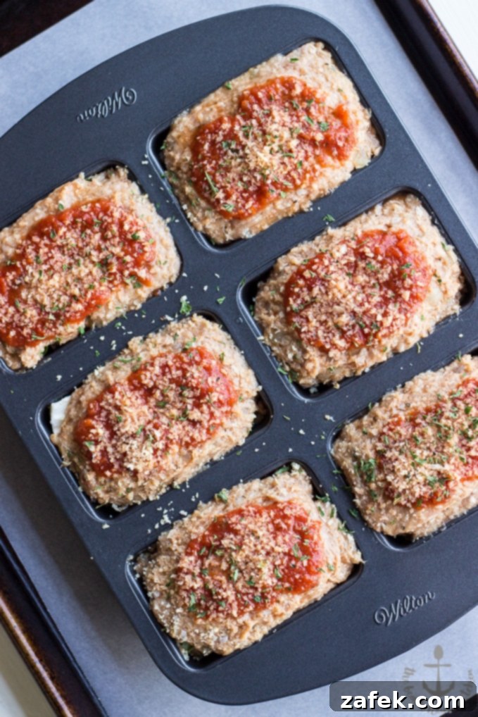 Turkey Loaf Parcels 4 Another view of the Mini Stuffed Turkey Meatloaves, showing the golden-brown crust.
