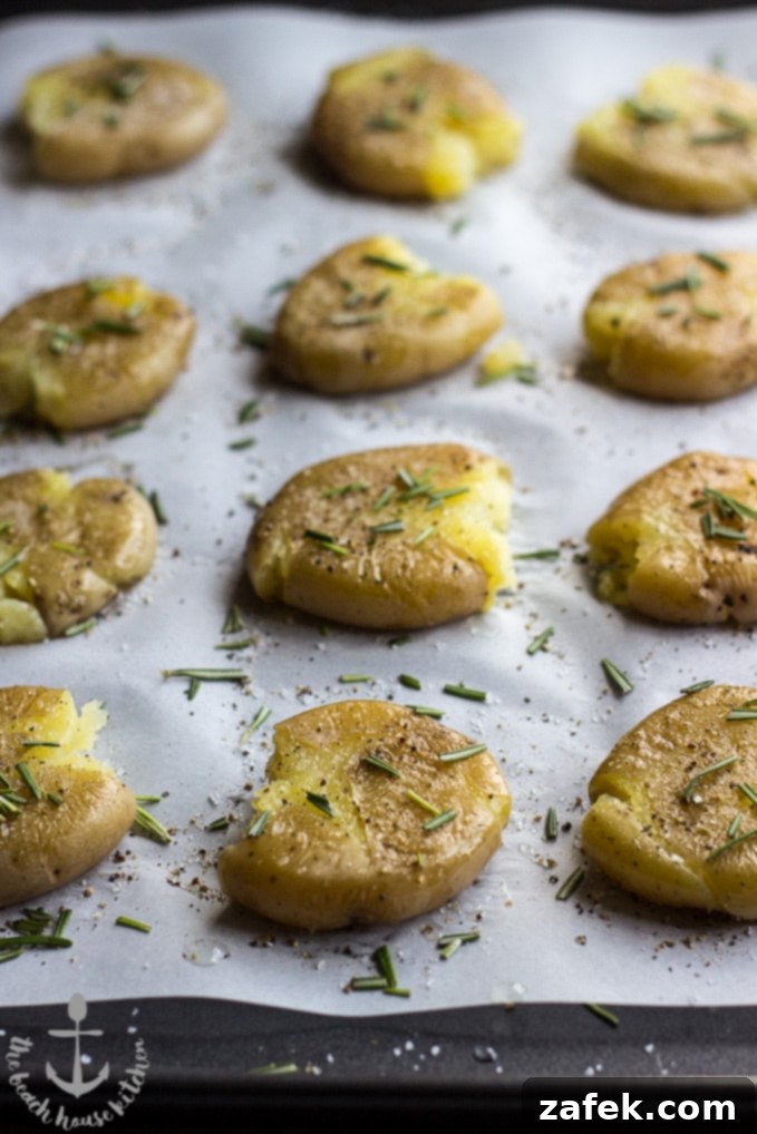 Roasted Smashed Potatoes ready to serve