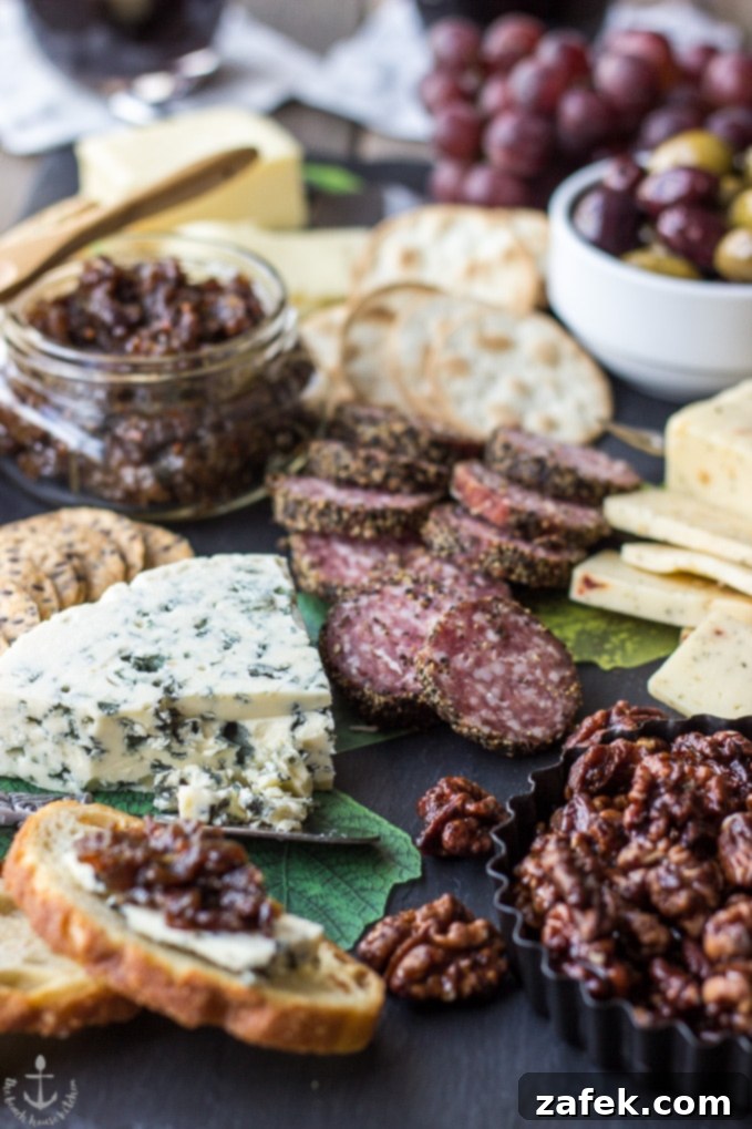 Date Night Indulgence: A Valentine's Cheese Board with Irresistible Bacon Onion Jam 9 Overhead view of the Valentine's cheese board