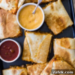 Sheet Pan Beef Quesadillas, a close-up of a slice