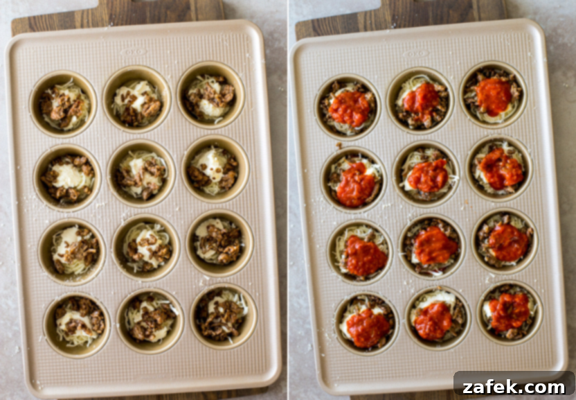 Diptich of pre-baked lasagna cups 