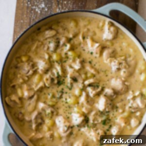 Luscious Garlic Chicken Gnocchi 9 Creamy Garlic Chicken Gnocchi served in a skillet