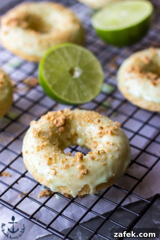 A plate of freshly baked Key Lime Pie Donuts, ready to be enjoyed