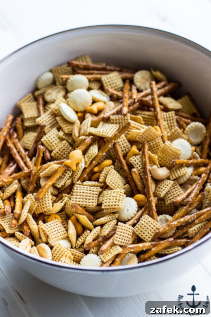 Crab Boil Crunch Mix 4 Crabby Snack Mix - Ingredients in a mixing bowl