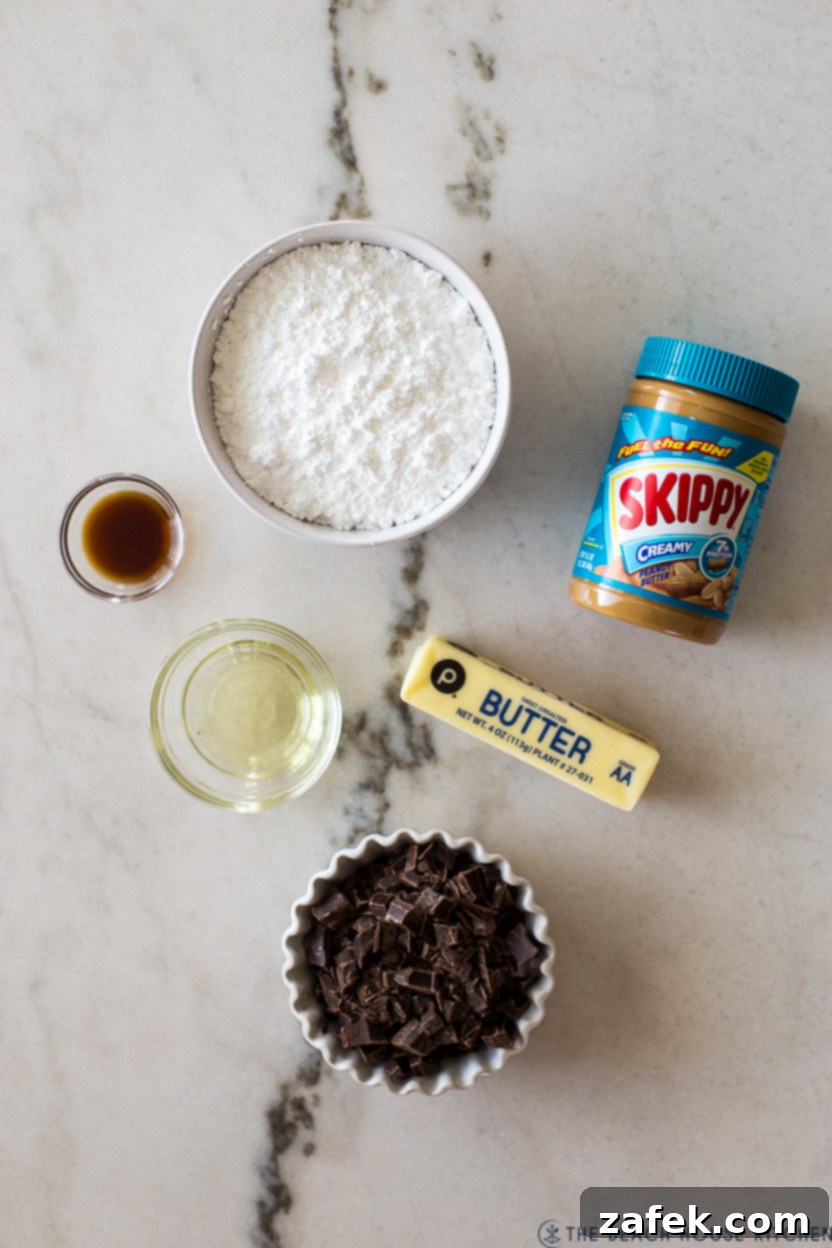 Irresistible Peanut Butter Eggs from Scratch 3 Overhead photo of ingredients for homemade peanut butter eggs