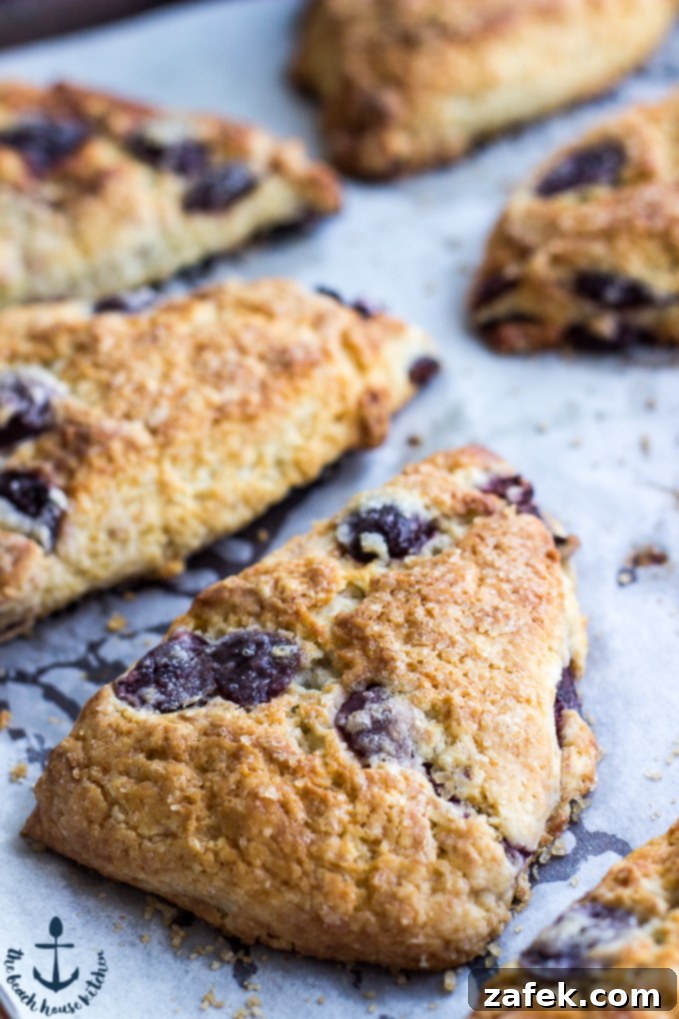 Close-up of Cherry Vanilla Scones cooling on a rack