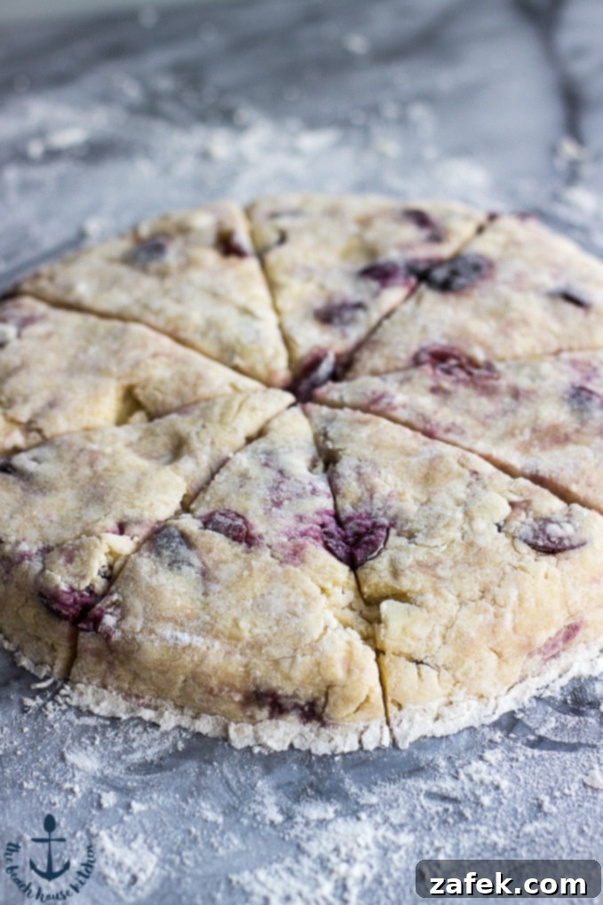 An inviting pile of Cherry Vanilla Scones ready for serving