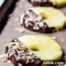 Toasted Coconut Pineapple Chocolate Treats 5 Chocolate Dipped Pineapple Slices with Toasted Coconut