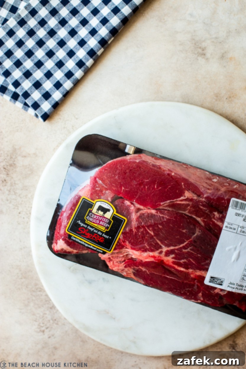 Overhead photo of a package Certified Angus Beef chuck roast