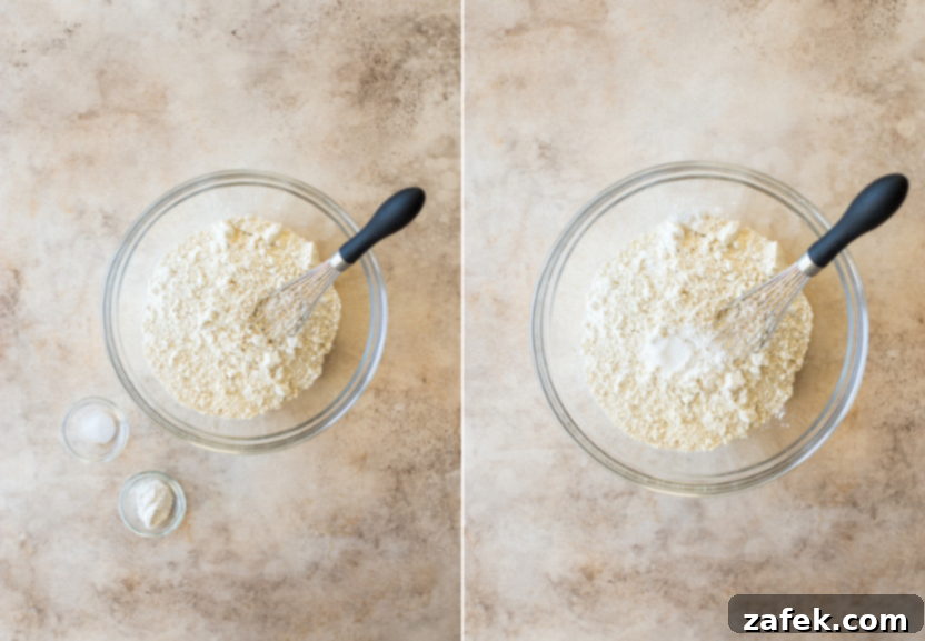 Zesty Blueberry Lemon Biscotti 5 Diptich of dry ingredients being mixed