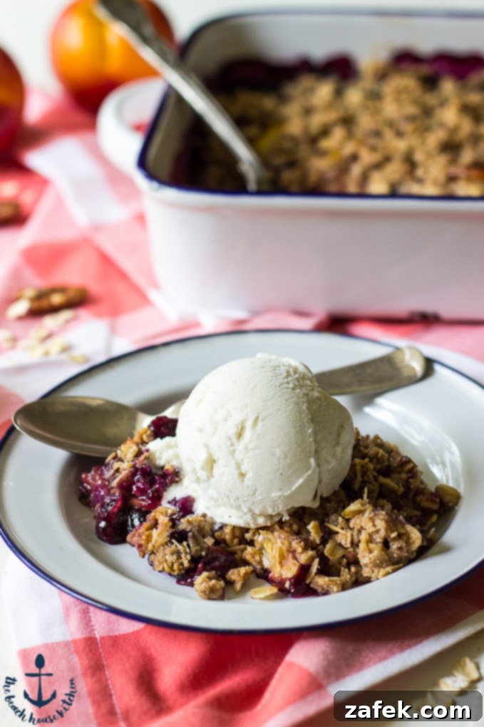 Close up of Gluten Free Blueberry Nectarine Crisp