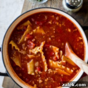 Hearty Lasagna Soup 9 Lasagna Soup in a bowl with ricotta
