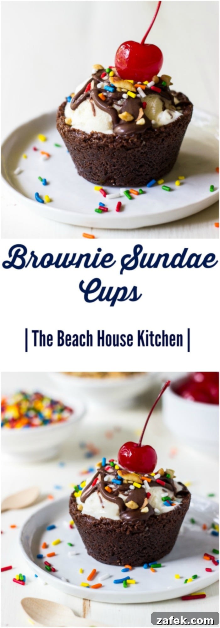 Casey's Fudgy Brownie Sundae Cups 7 Brownie Sundae Cups, a close-up overhead shot