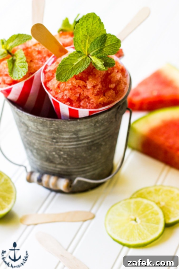 Frozen Watermelon Bliss 3 Watermelon Granita in serving glasses