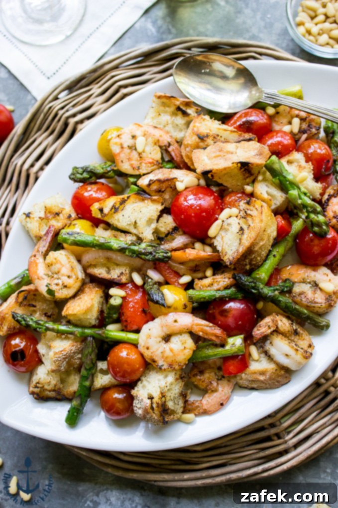 Grilled Panzanella with Shrimp and Asparagus