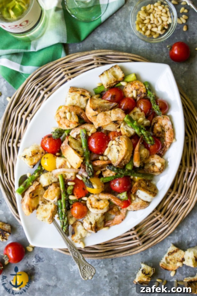 Grilled Panzanella with Shrimp and Asparagus
