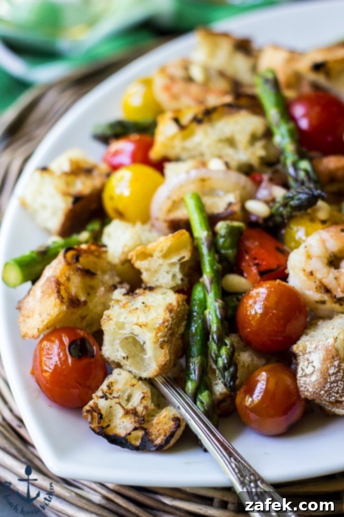 Grilled Panzanella with Shrimp and Asparagus