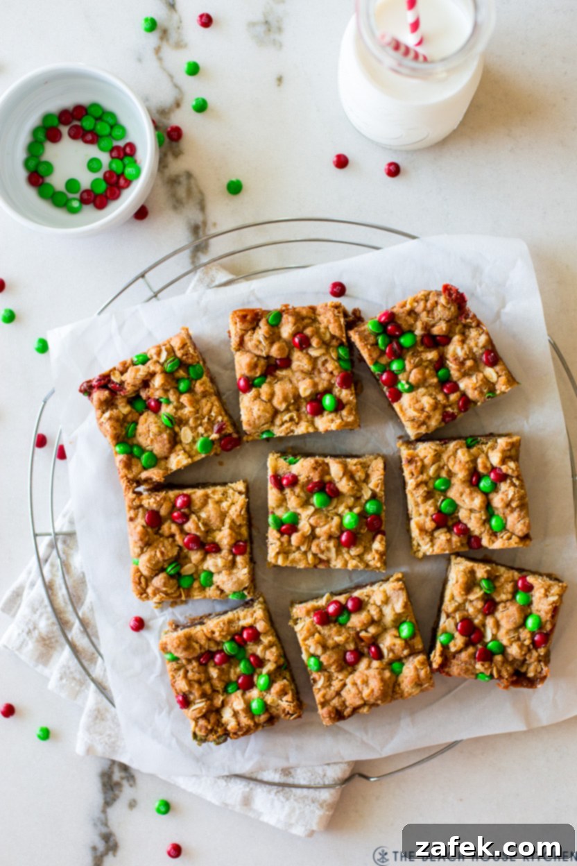 Effortless Carmelita Squares 11 Overhead photo of carmelitas bars cut into 9 squares, ready to be served