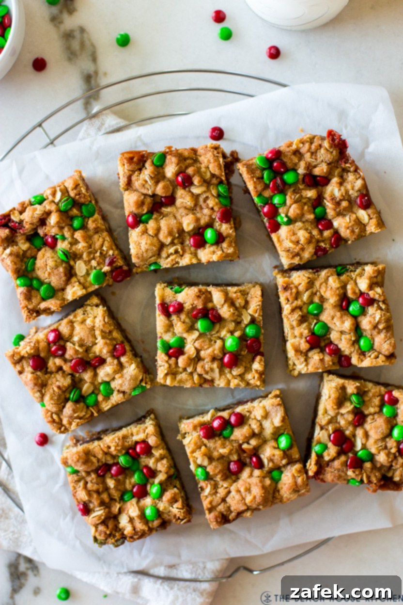 Effortless Carmelita Squares 4 Overhead photo of carmelitas cut into 9 perfect squares, showcasing the layers