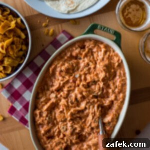 Finished Slow Cooker Creamy Taco Chicken ready to serve