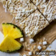 Tropical Rice Krispy Treats with Toasted Coconut and Pineapple