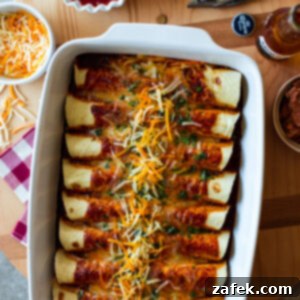 Easy Chicken Enchiladas in a baking dish