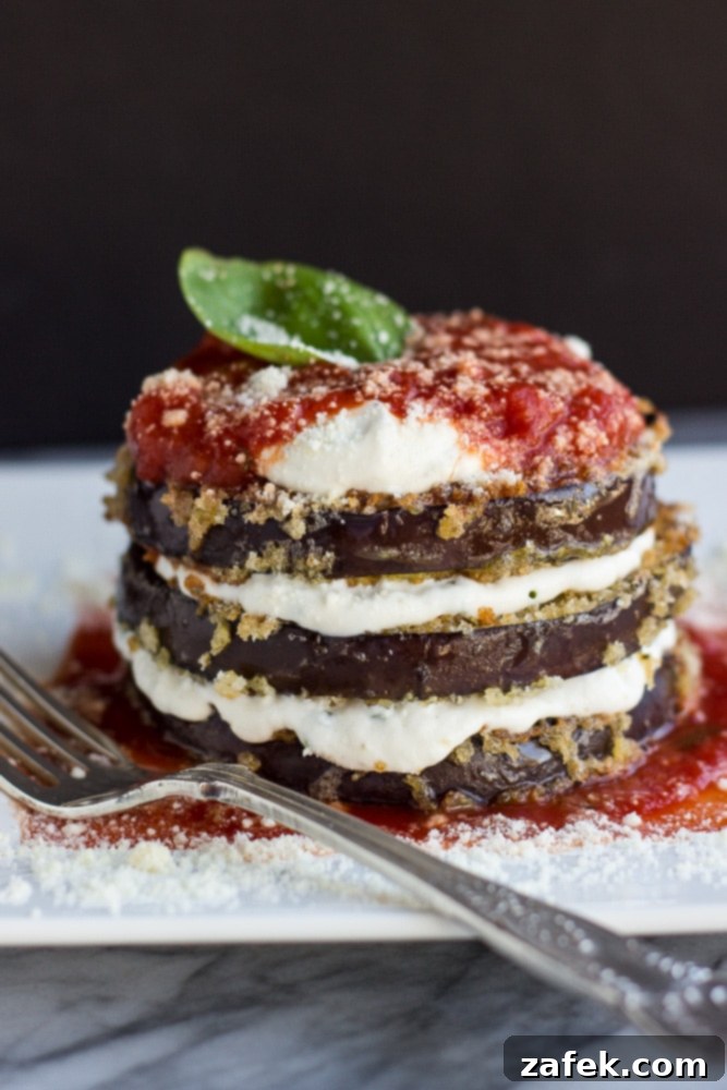 Aubergine Towers 2 Beautifully stacked Eggplant Stacks ready to be served