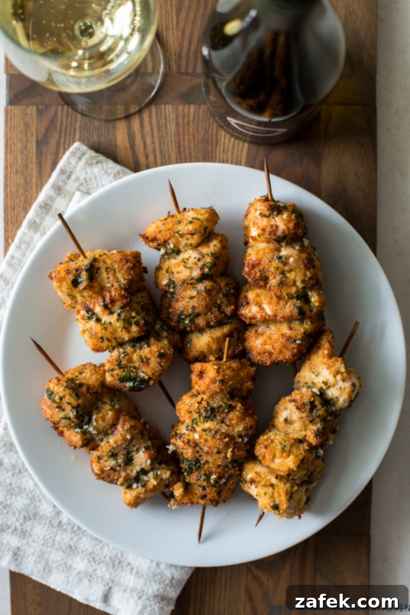 Overhead photo of a plate of Air Fryer Chicken Spiedini