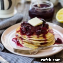 Zesty Lemon Poppy Seed Pancakes with Ruby Cherry Compote 6 Lemon Poppyseed Pancakes with Cherry Compote