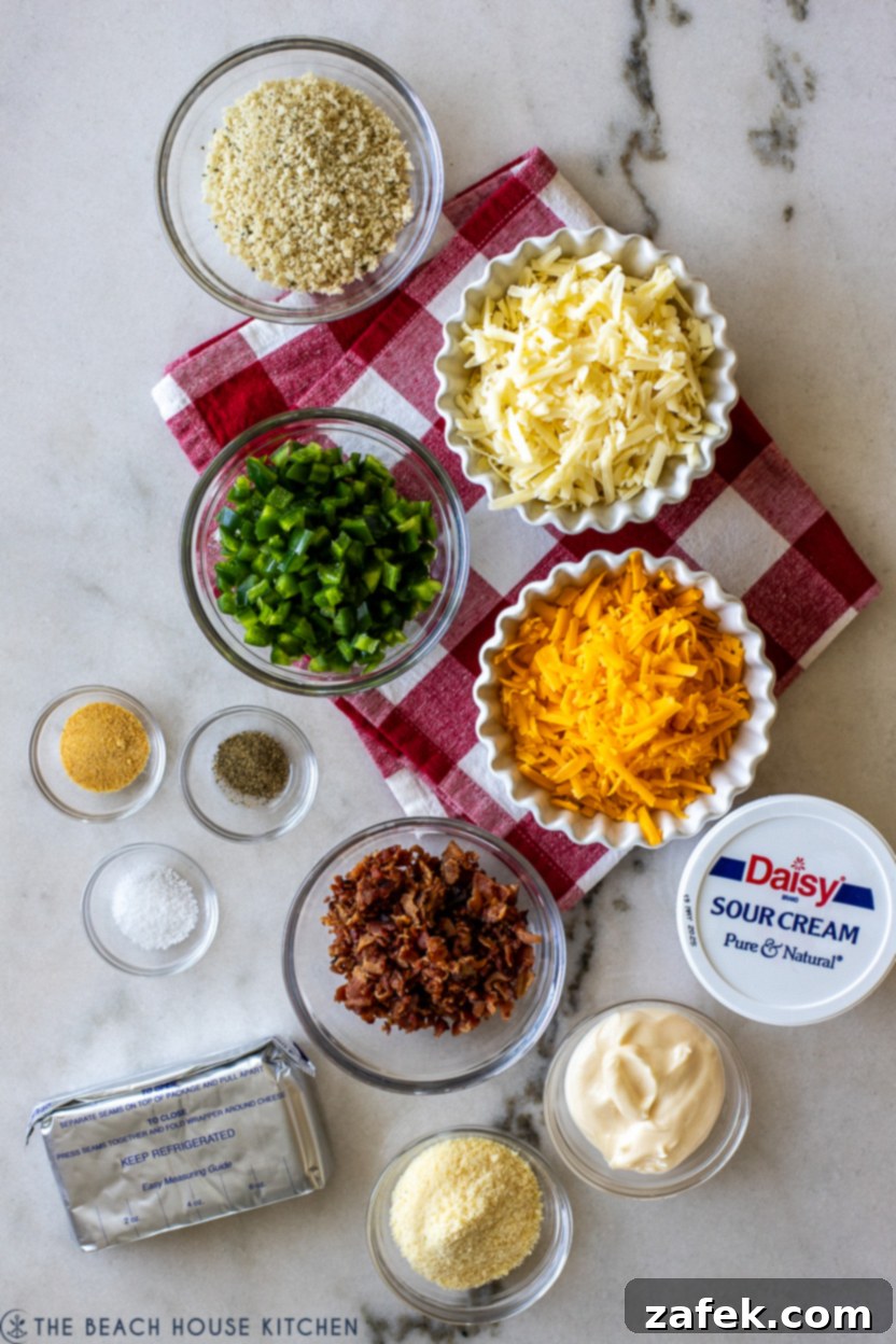 Loaded Jalapeño Popper Dip 4 Overhead photo of ingredients for jalapeno popper dip