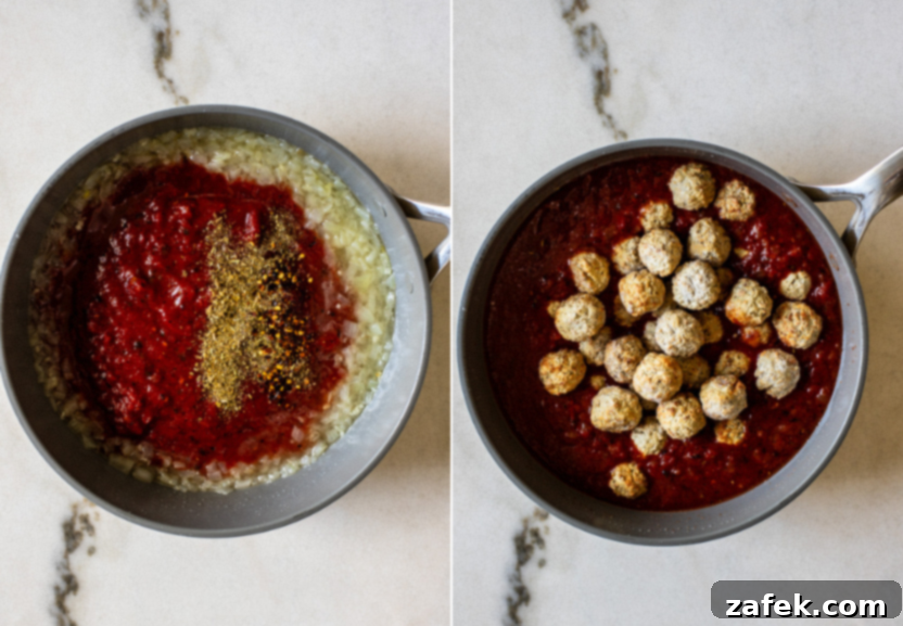 Reducing white wine in a saucepan for the sauce base