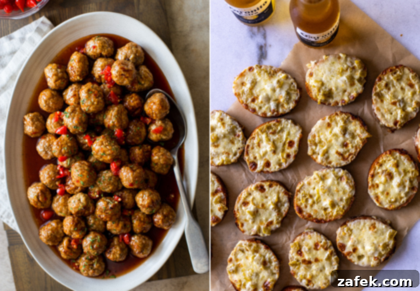 Slow Cooker Meatballs and Cheesy Garlic Toast with Green Chiles.