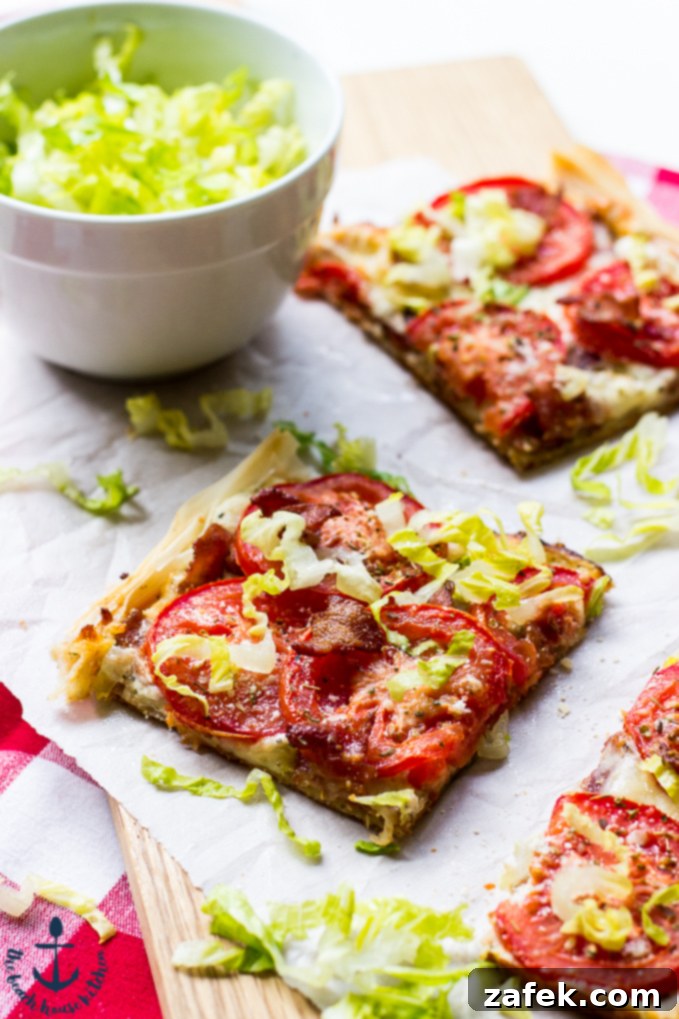Crispy BLT Phyllo Pizza, a delightful summer meal