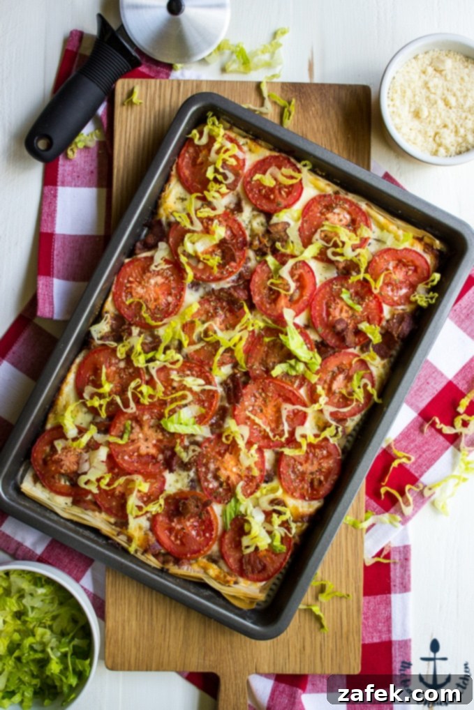 Ingredients for BLT Phyllo Pizza layered on phyllo crust