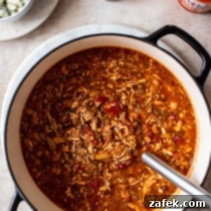 Buffalo Chicken Chili, ready to serve