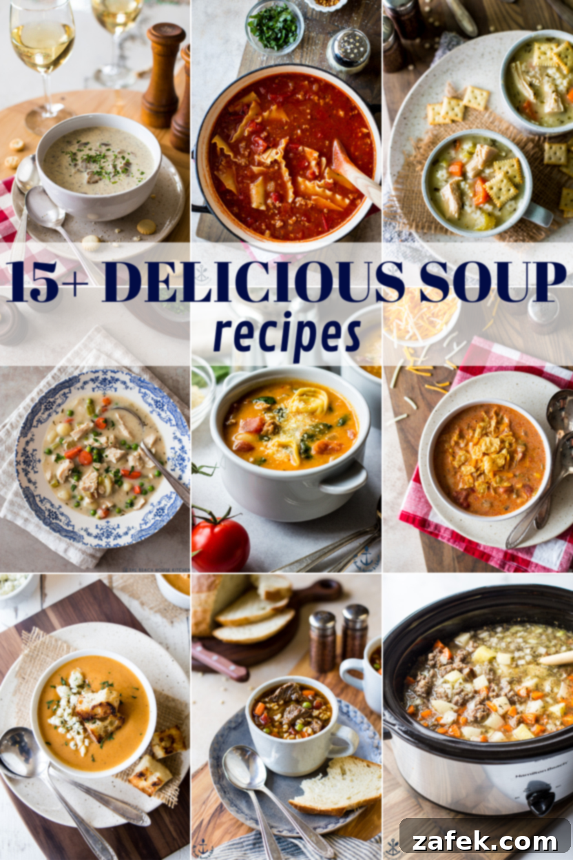Autumn soup collection hero image, showcasing a variety of inviting soups