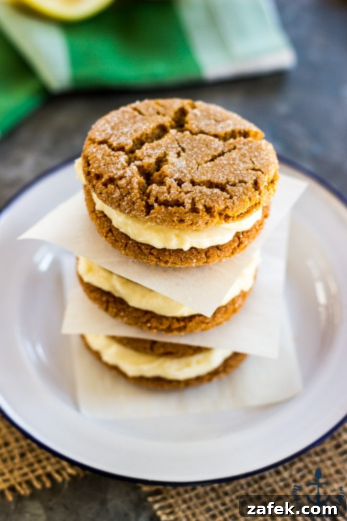 Lemon Gingersnap Sandwich Cookies